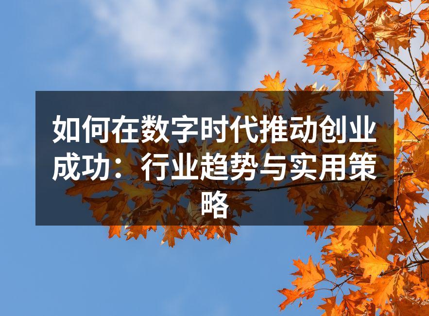 如何在数字时代推动创业成功：行业趋势与实用策略