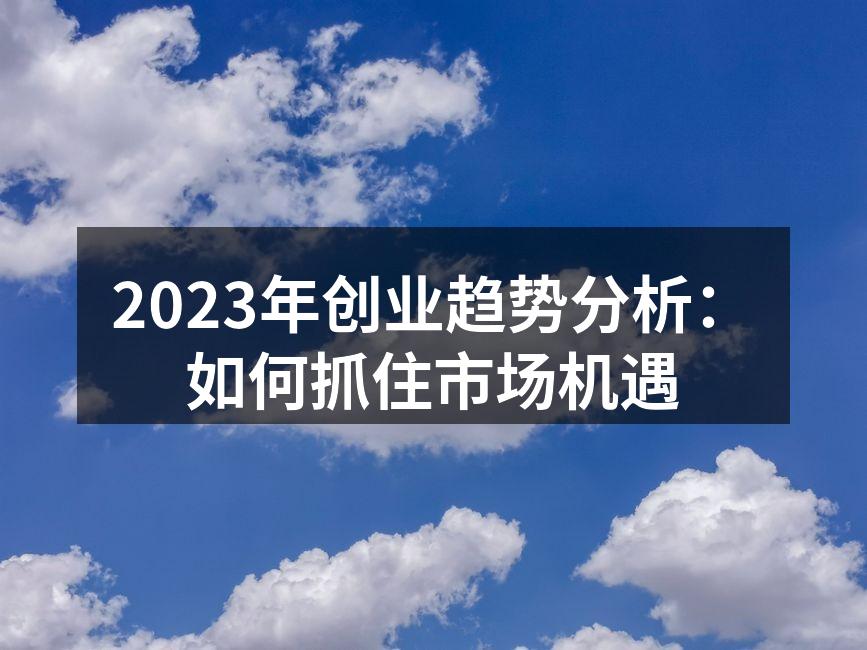 2023年创业趋势分析：如何抓住市场机遇